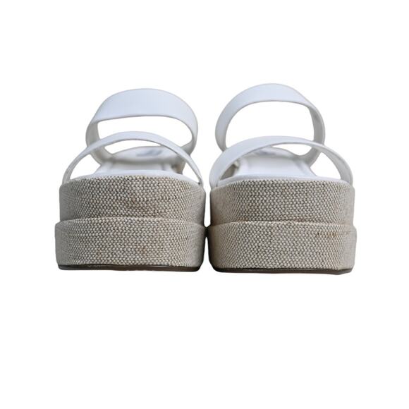 Steve Madden Womens 9.5 Merrcer Platform Slide Leather Sandal in White NEW - Picture 4 of 11